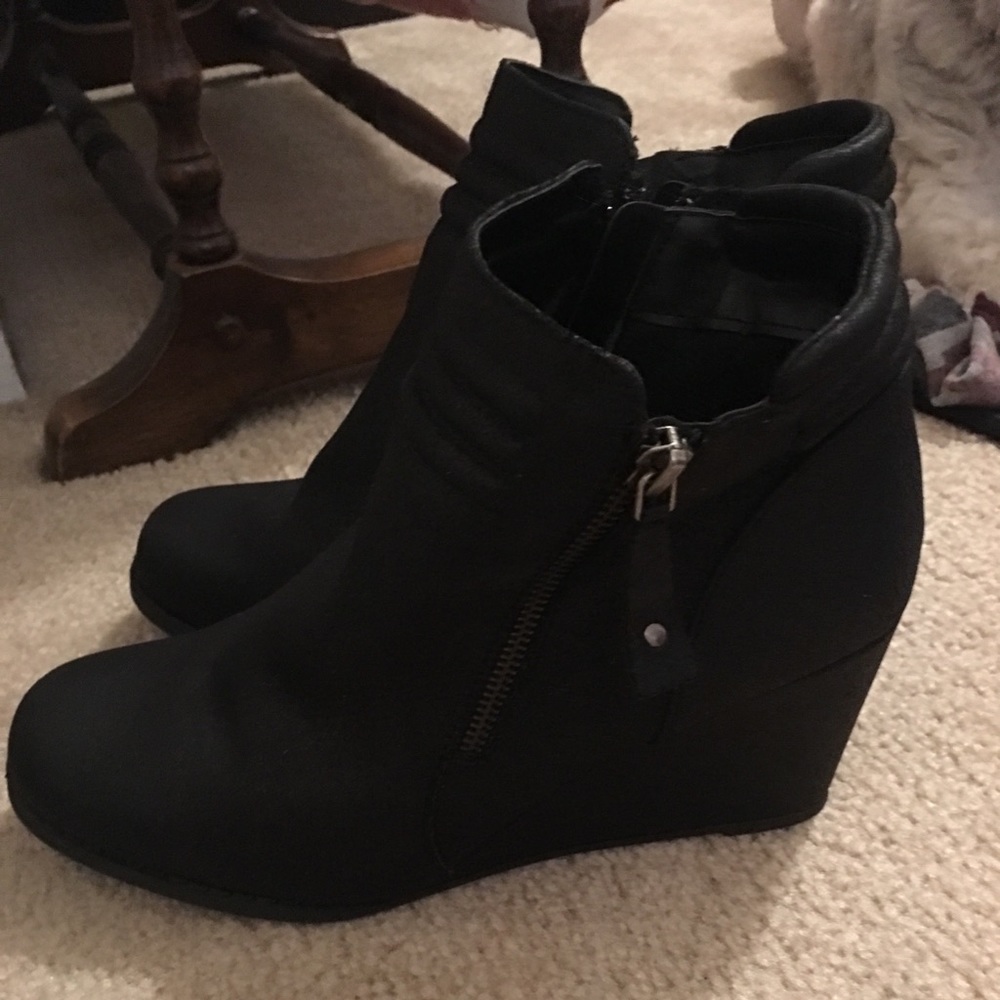 Black Wedge Ankle Boots